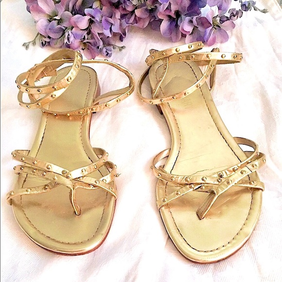 🌻Colin Stuart Gold Leather Gladiator Sandal (7)🌻 - Picture 3 of 9